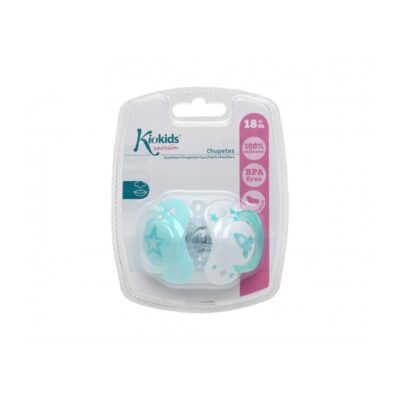Kiokids set due succhietti 100% silicone (Kiokids succhietti: Set verde 6-18 mesi)
