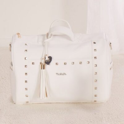 Nanan Borsa da passeggio con tracolla, borchie e fasciatoio