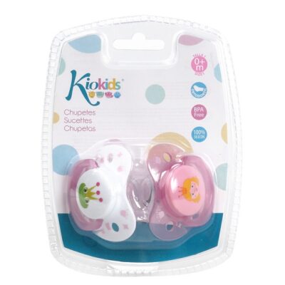 Kiokids set due succhietti 100% silicone (Kiokids succhietti: Set rosa 6+)